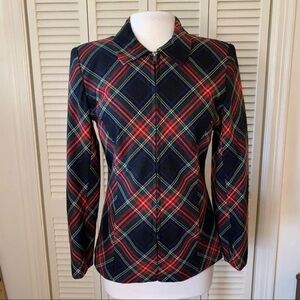 Vintage Halston wool tartan plaid jacket winter holidays Christmas